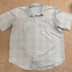 Orvis Classic Collection Gray Plaid Button Down Short Sleeve Shirt XL